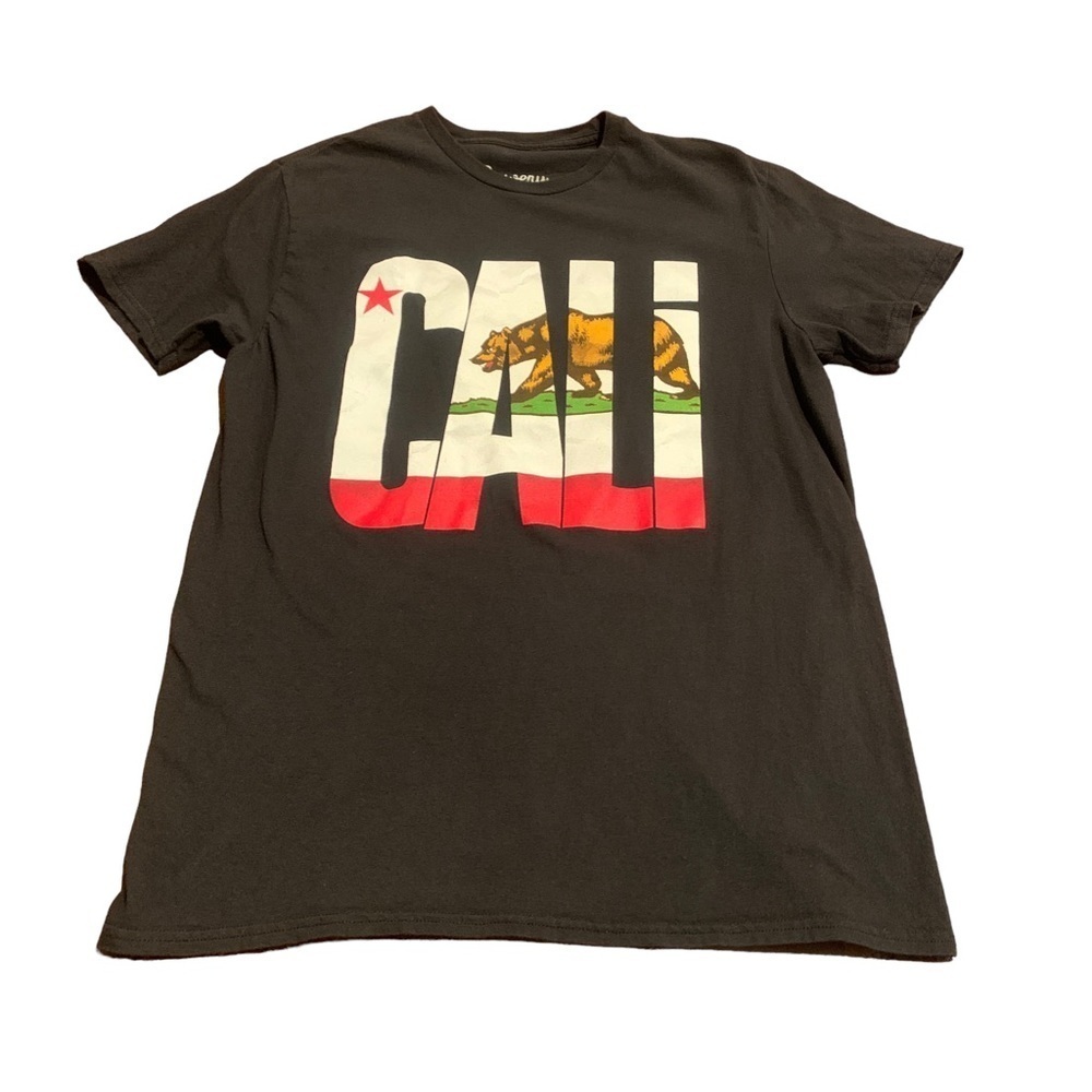 Bowery Supply Co. CALI California Bear Black Short Sleeve T-Shirt Size Medium